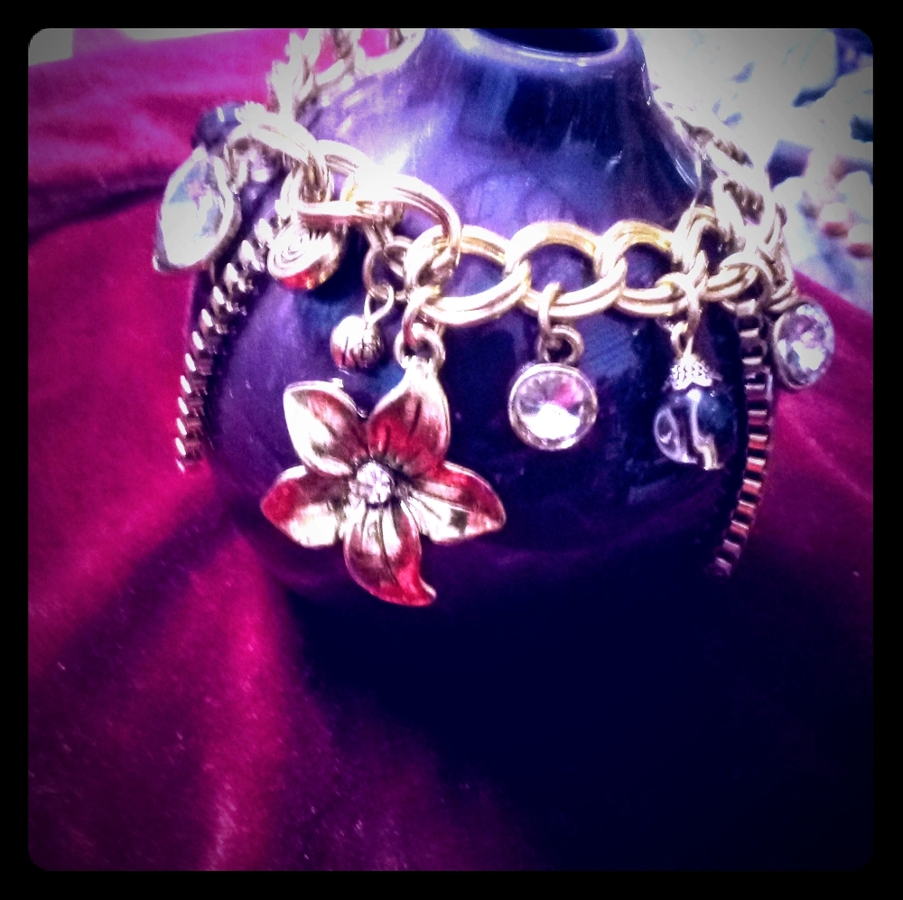 Goldtone Charm Bracelet with toggle closure